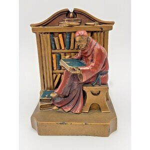 Antique 1920 Ronson L V Aronson Monk Bookend Single Art Deco Metal USA